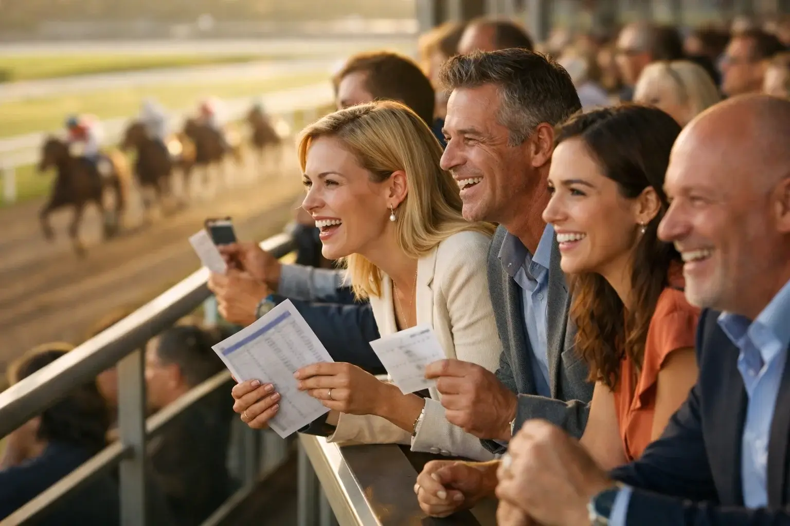 Enthousiaste toeschouwers volgen de paardenrace