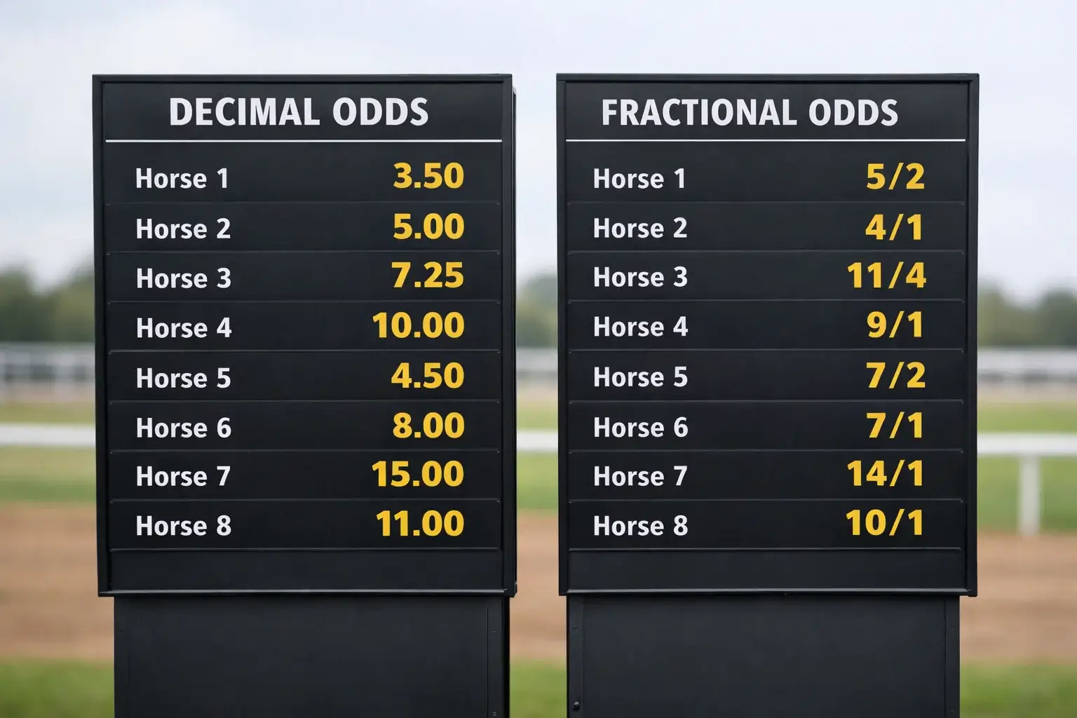 Vergelijking decimale en fractionele odds
