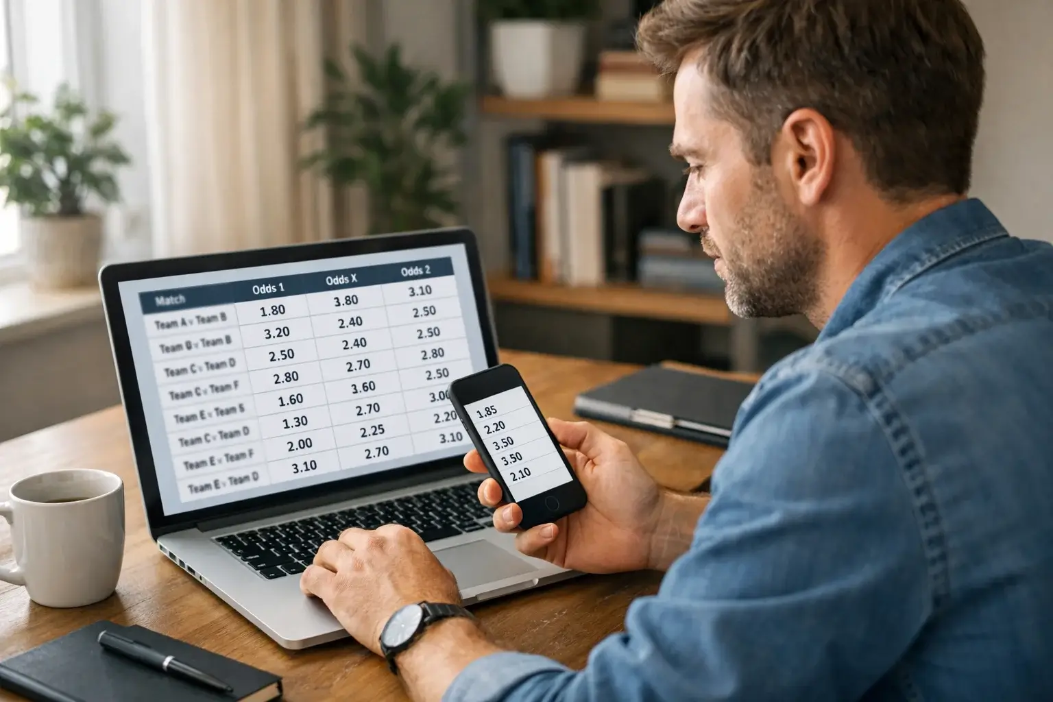 Wedder vergelijkt odds op laptop