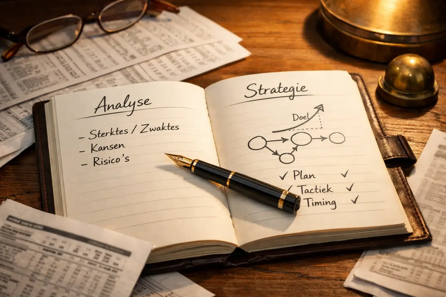 Notitieboek met strategie aantekeningen voor paardenwedden