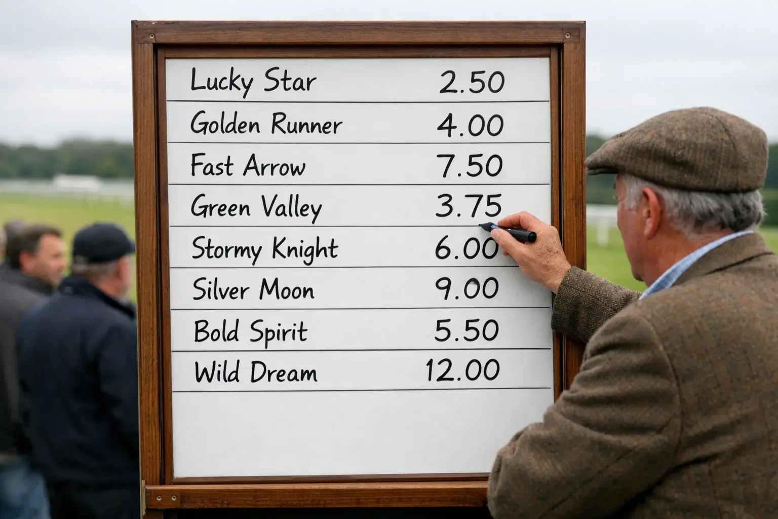 Overzichtelijk bord met odds en quoteringen voor paardenraces
